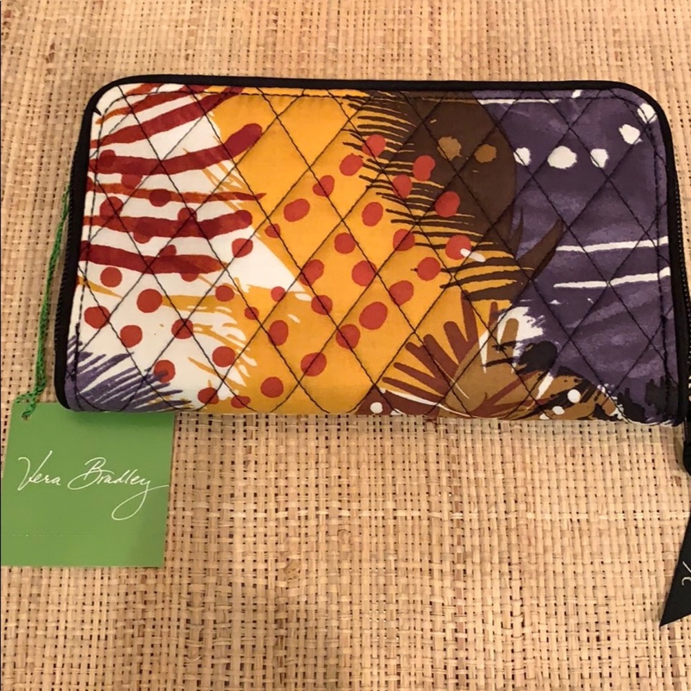 Vera Bradley Accordion Wallet/ Painted Feathers